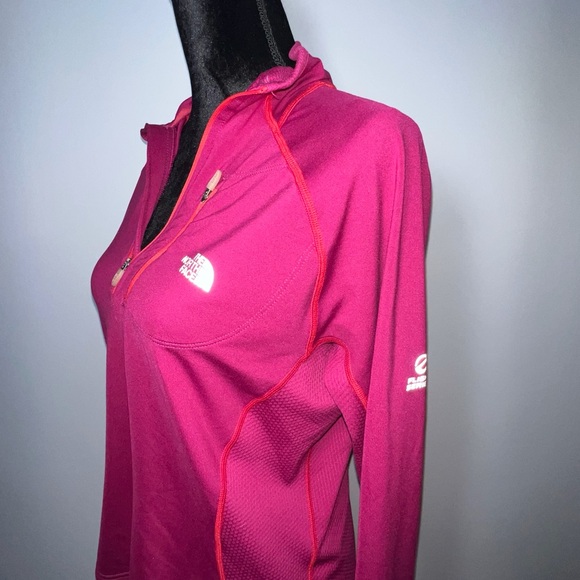 The North Face Women’s 1/4 Zip Long Sleeve Shirt - Pink w/Orange Trim, Size L - Picture 2 of 9